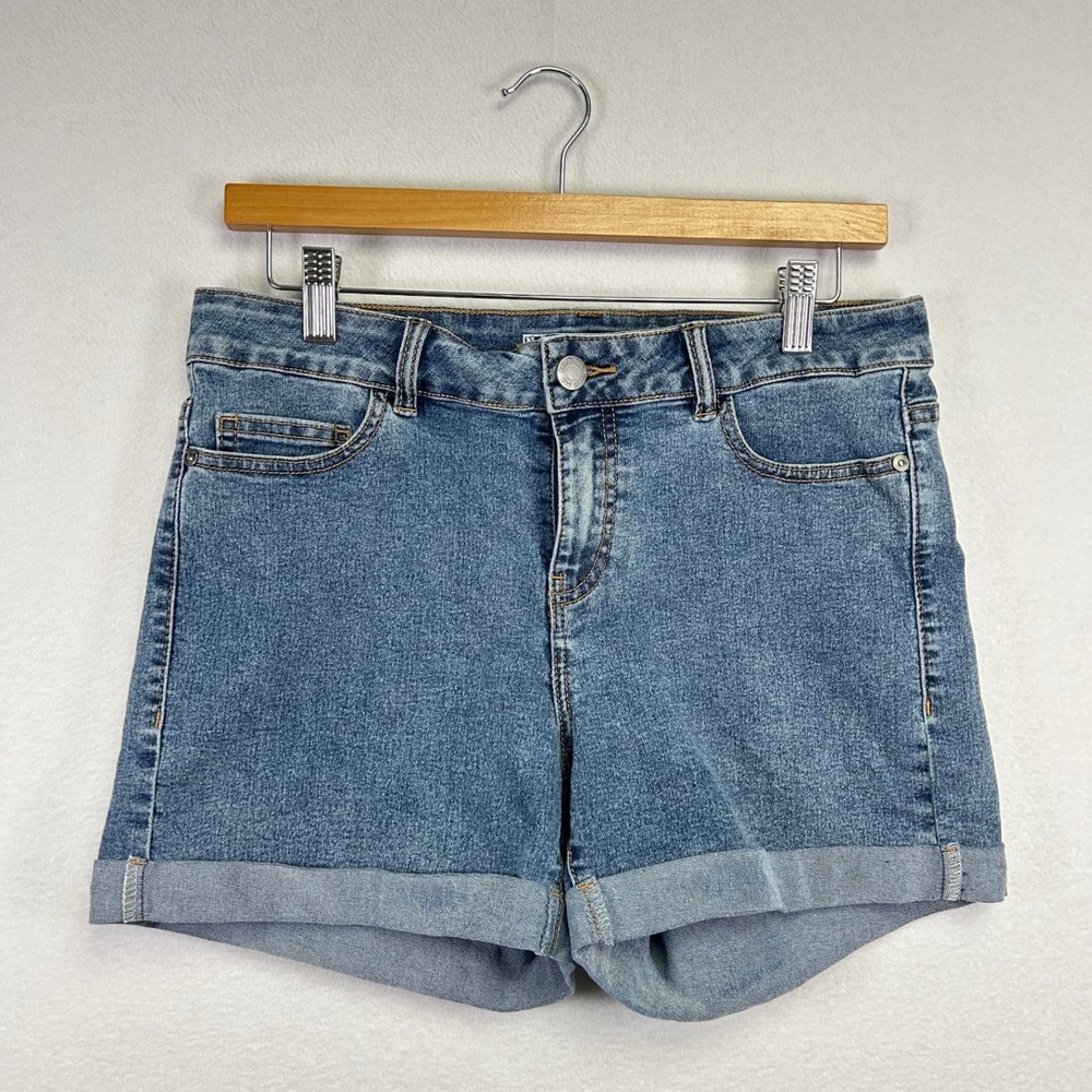 Noisy May Womens Blue Denim‎ Cuffed Shorts Size L